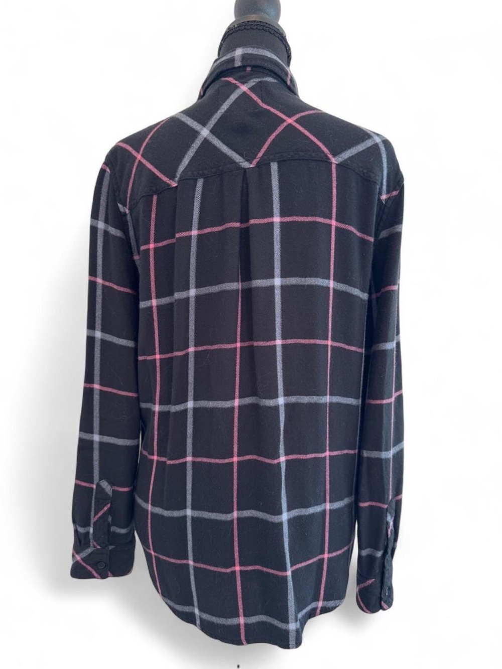 Rails Black Button-Down Shirt with Pink and Gray Windowpane - Picture 2 of 5